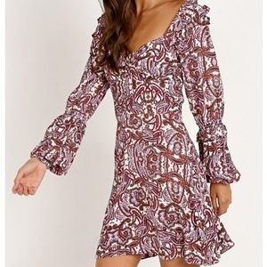 For Love & Lemons Georgi Babydoll Dress Lilac Paisley